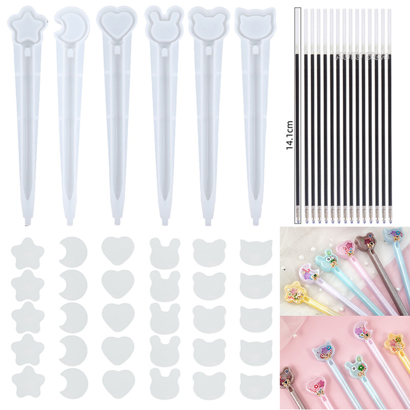 

18/33Pcs Kawaii Transparent Pen Silicone Mould Set DIY Ballpoint Pen Mold Epoxy Resin Mold for Jewelry Casting Pen Holder Making