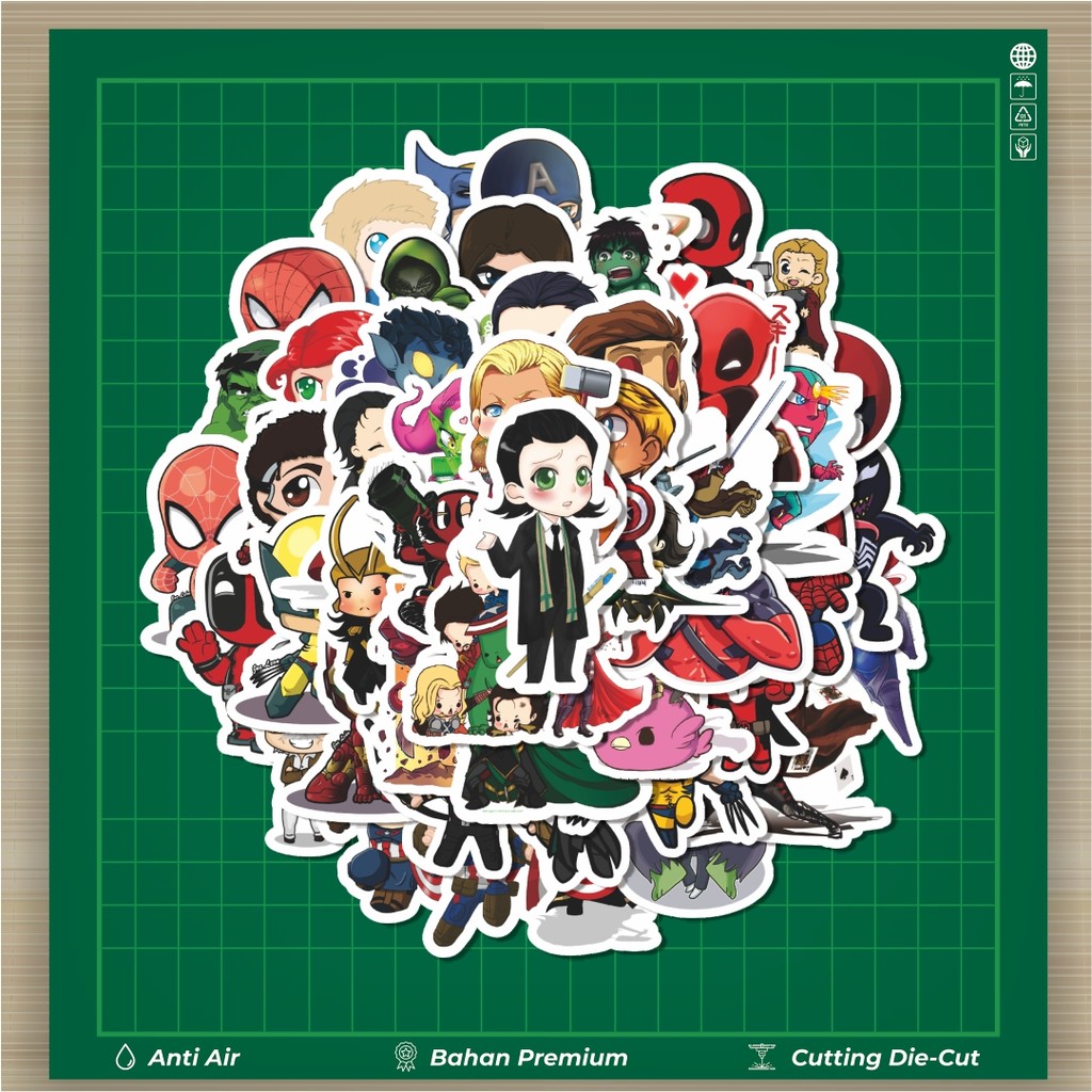 

HOT 50 PCS STIKER Stiker Marvel Series Chibi Character Mix Stiker Fashion Cars Decal Dingin Kartu Album Custom Vinyl Anti Air- Sticker Aesthetic Buku Journal Koper Casing HP Tablet Laptop Helm Motor Botol Minum
