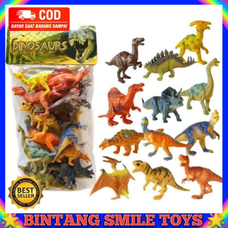 MAINAN ANAK BINATANG DINOSAURUS KARET JUMBO ISI 12PCS DUNIA DINOSAUR WORLD PROMO TERMURAH COD
