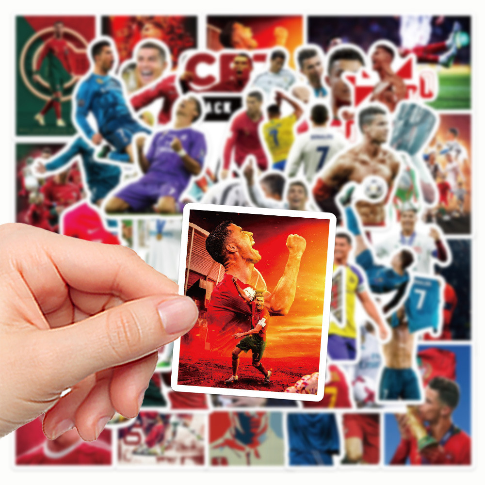 

50PCS Football Star Cristiano Ronaldo Stickers Decals For Phone Laptop Suitcase Notebook Skateboard Waterproof Sticker