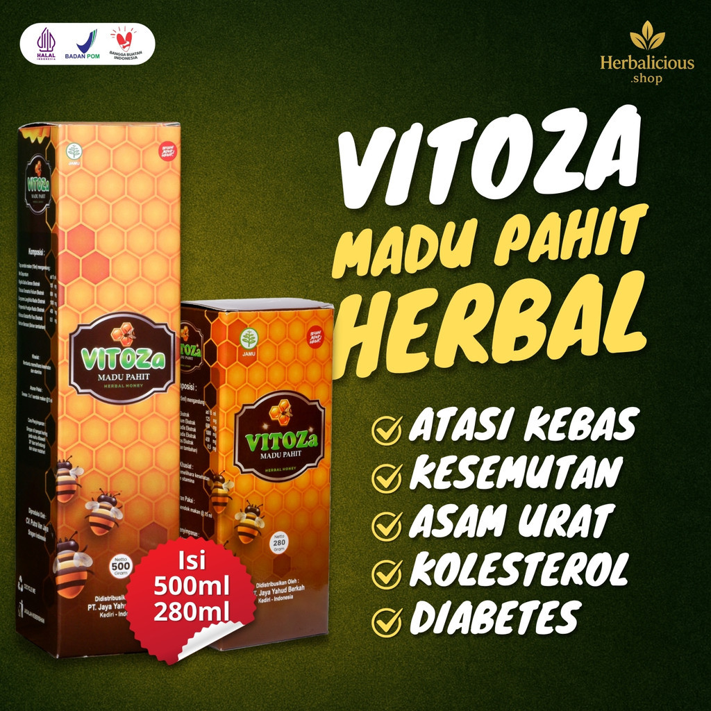 

VITOZA Madu Pahit Herbal – Obat Asam Urat, Diabetes, Stroke Ringan, Kolesterol, Kebas Kesemutan | BPOM & Halal