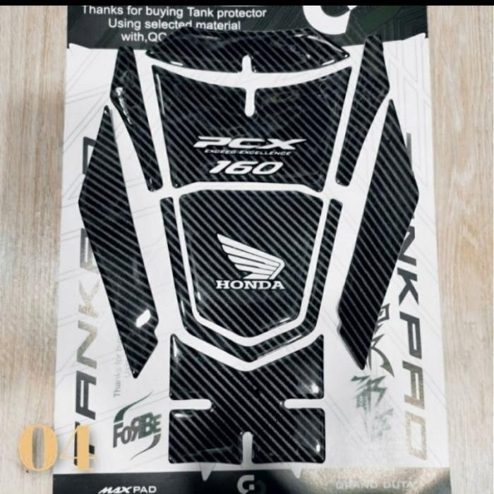 Stiker Tankpad Carbon resin New Pcx 160 _hitam silver