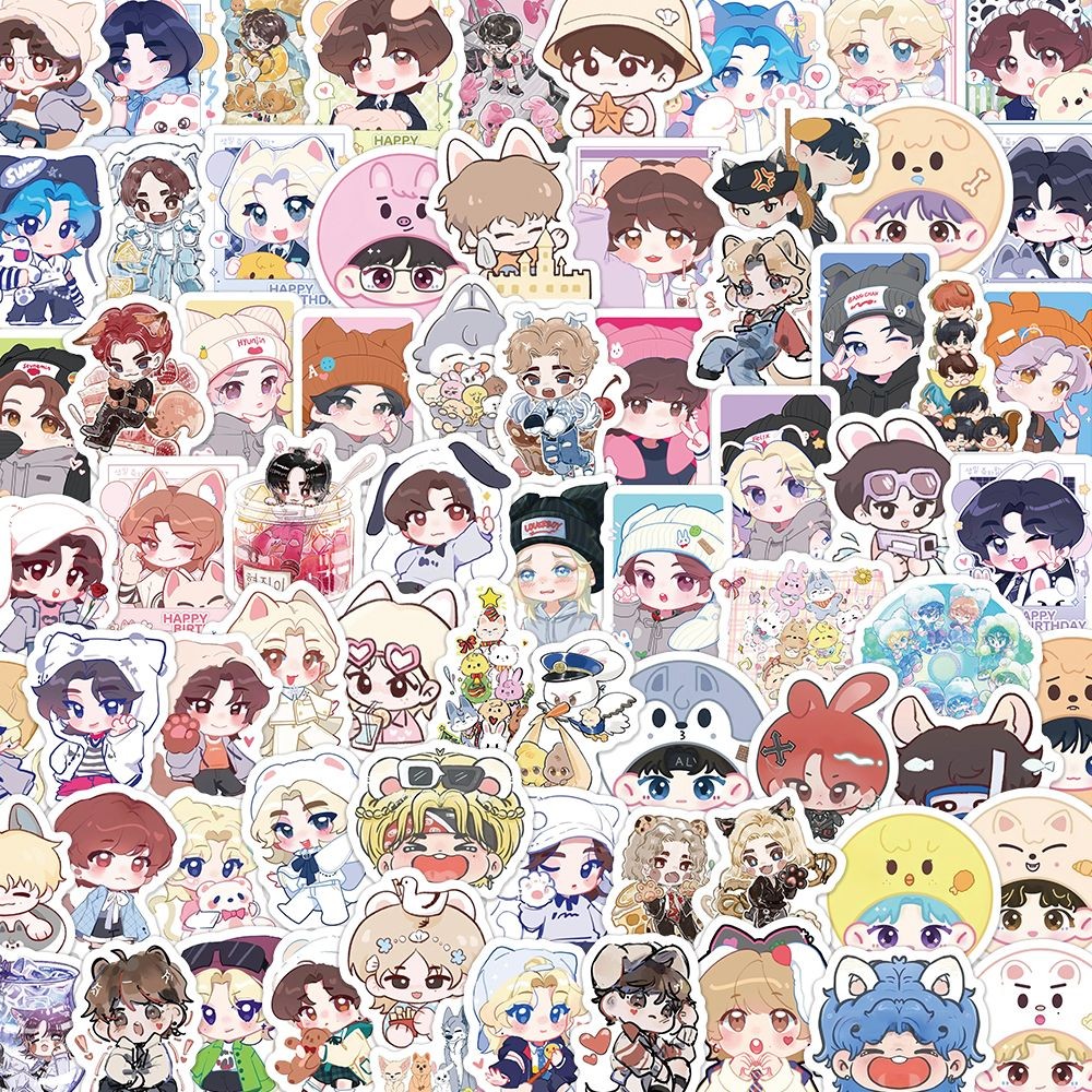 

100 Q-version skzoo animal plastic stickers, waterproof stickers featuring stars like Fang Can, Huang Xuanchen and Xu Zhangbin