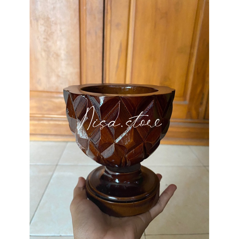 Toples permen kayu jati motif srikaya/toples permen kayu jati