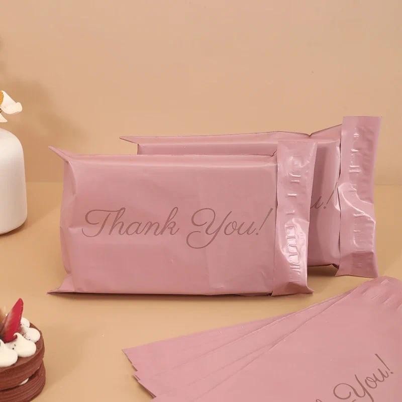 

100pcs Pink Express Bags With Simple "Thank you“ Graphic, Ideal For Office, Gifts Packaging, Express Packing Supplies