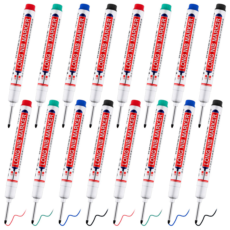 

20mm Waterproof Deep Hole Marker Pens Long Nib Head Carpenter Pen Black/Blue/Red/White Ink for Multi-Purpose Woodworking Tools