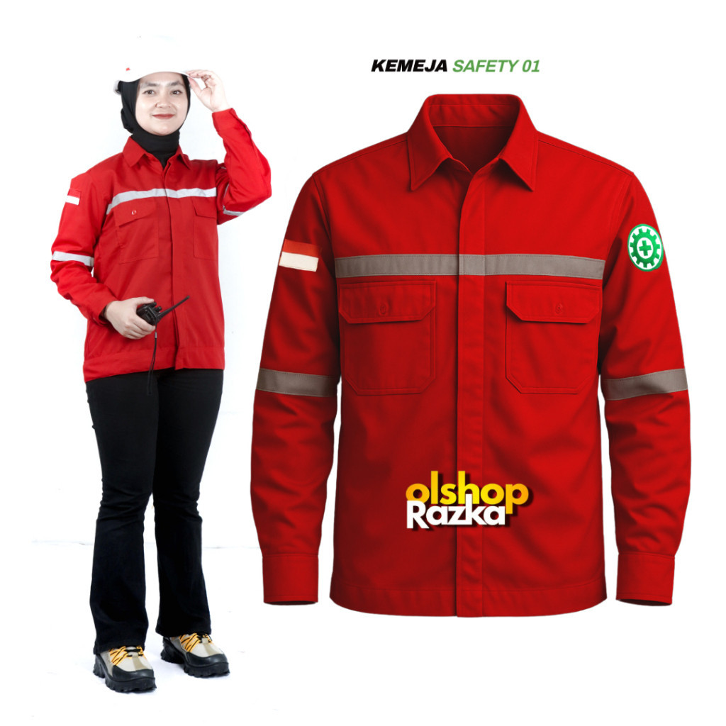 KEMEJA SAFETY PANJANG KEMEJA SAFETY | KEMEJA LAPANGAN | BAJU SAFETY LENGAN PANJANG | BAHAN DRILL M-X