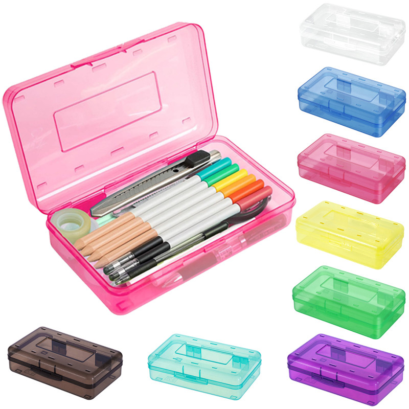 

1PC New Pencil Case Box PP Material Transparent Pencil Box Pouch Stationery School Pencil Case Supplies Pencil Storage Box