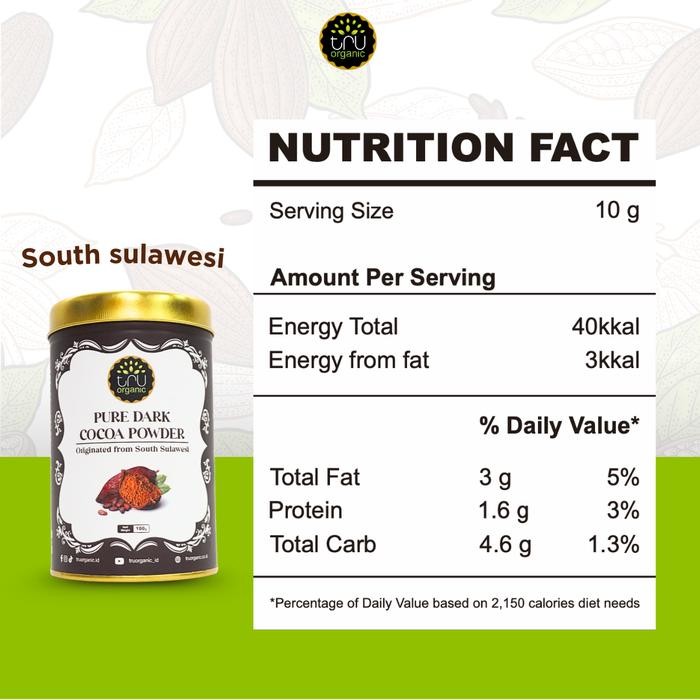 

TruOrganic Pure Dark Cocoa Powder South Sulawesi 100gr | Bubuk Cokelat Chocolate Baking Tru Organic - 100gr Kaleng