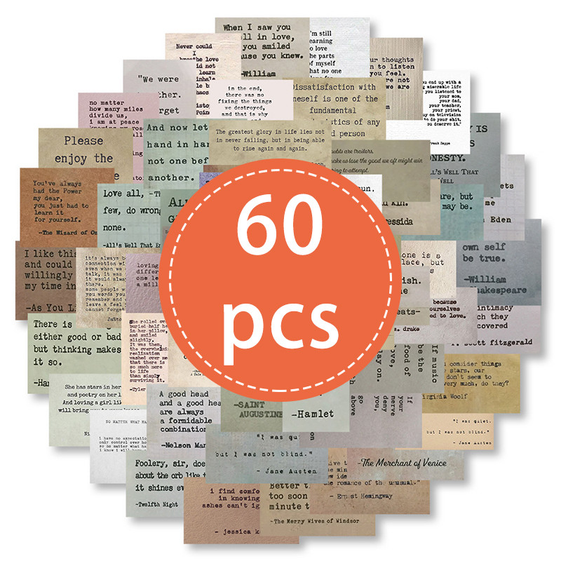

60PCS Retro Famous Quotes Stickers Vintage Christianism Bible Verse Saying Sticker DIY Kids Decorative Decal Scrapbook Phone