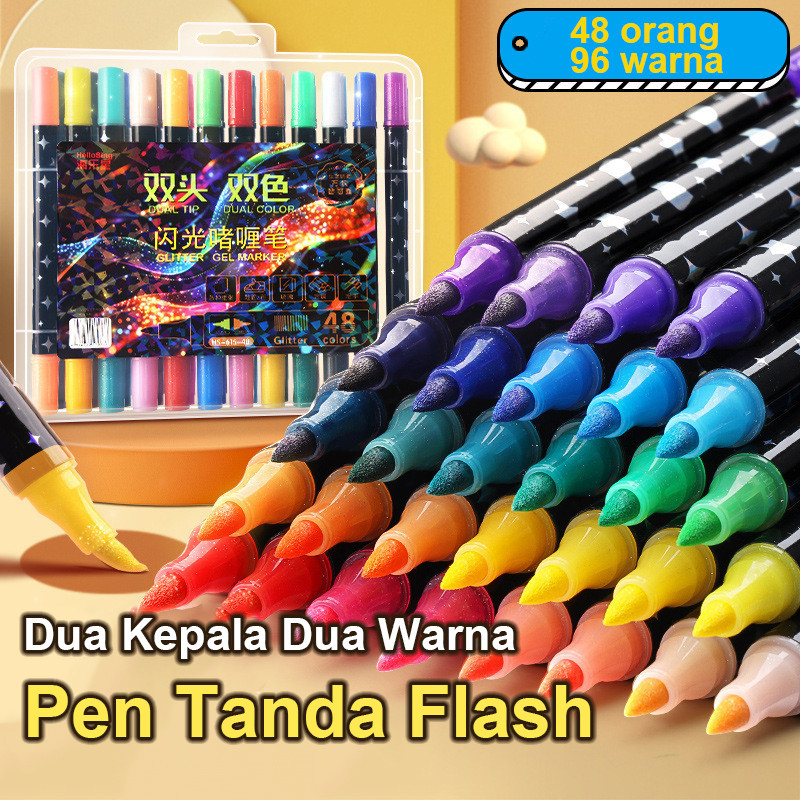 

Set Spidol Warna Glitter Dual-tip 24-96 Warna 2in1 Tahan Lama & Tidak Pudar Pilihan Warna Beragam Desain Kreatif