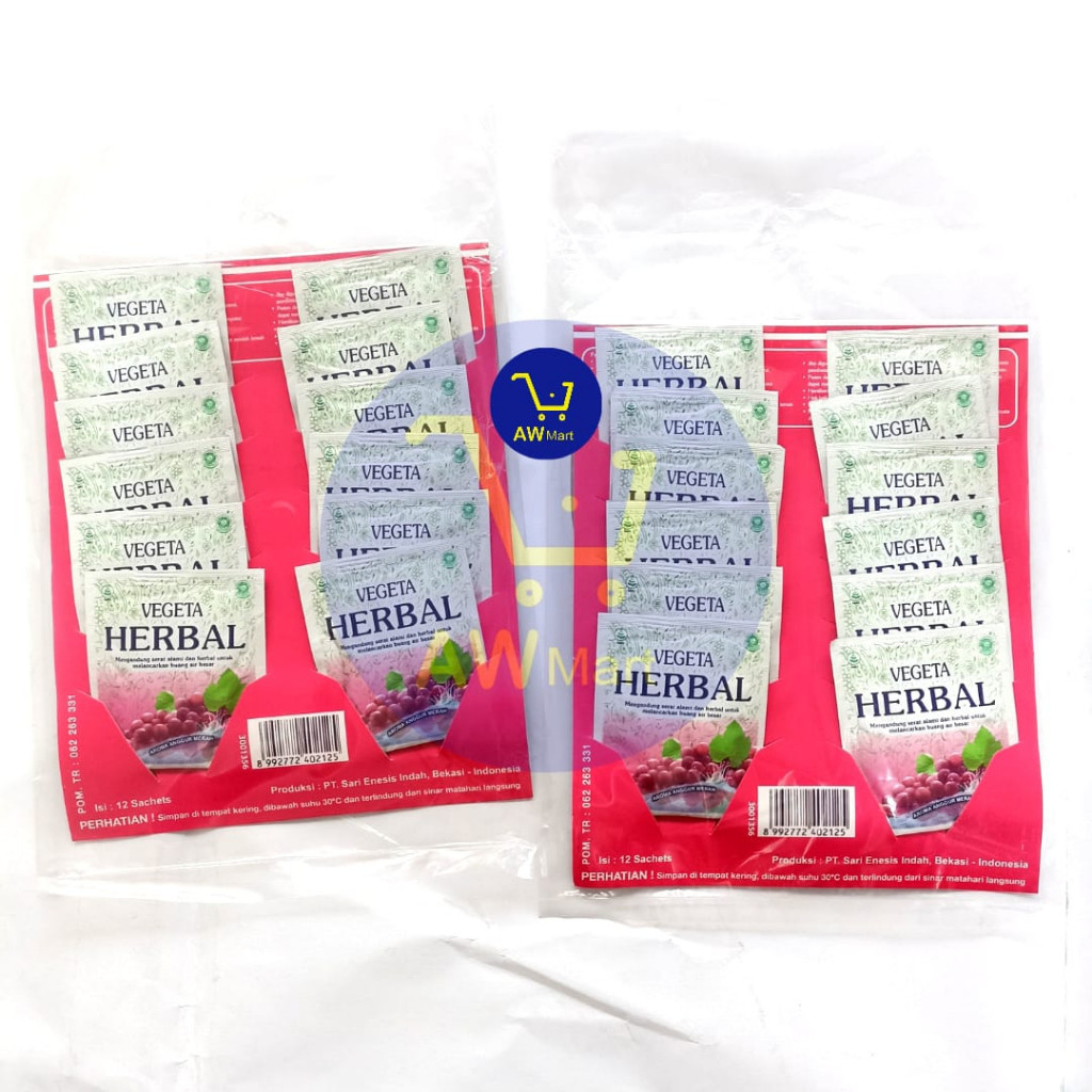 

VEGETA HERBAL PERPAX ISI ( 12 SACHET X 5 GRAM ) - VEGETTA HERBAL AROMA ANGGUR MERAH PERPAX