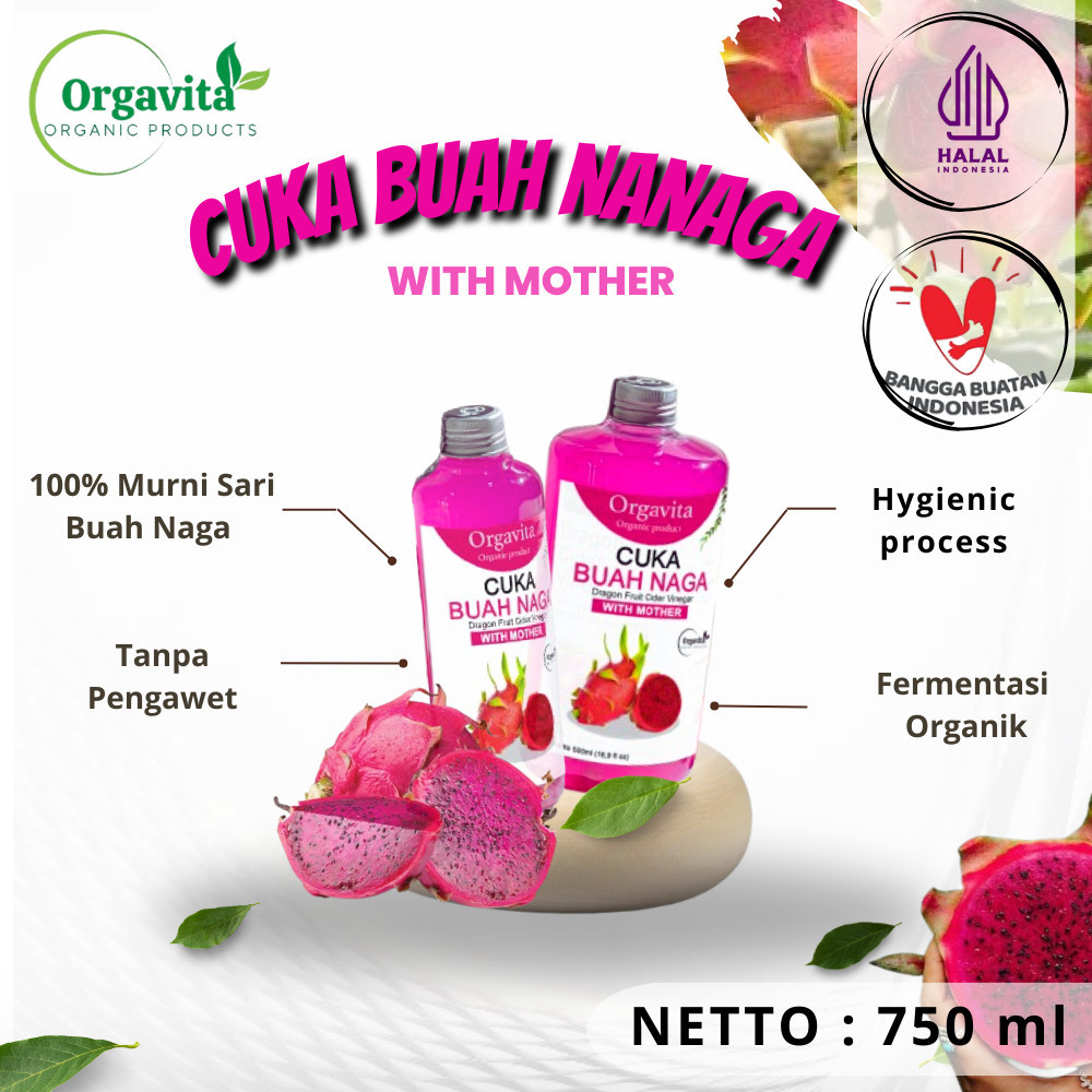 

ORGAVITA Cuka Buah Naga With Mother Organik 750ml - Apple Cider Vinegar Asli