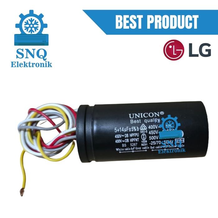 Kapasitor mesin cuci LG dua tabung - Capasitor mesin cuci 2 tabung LG kabel 4 - 14+6 uf