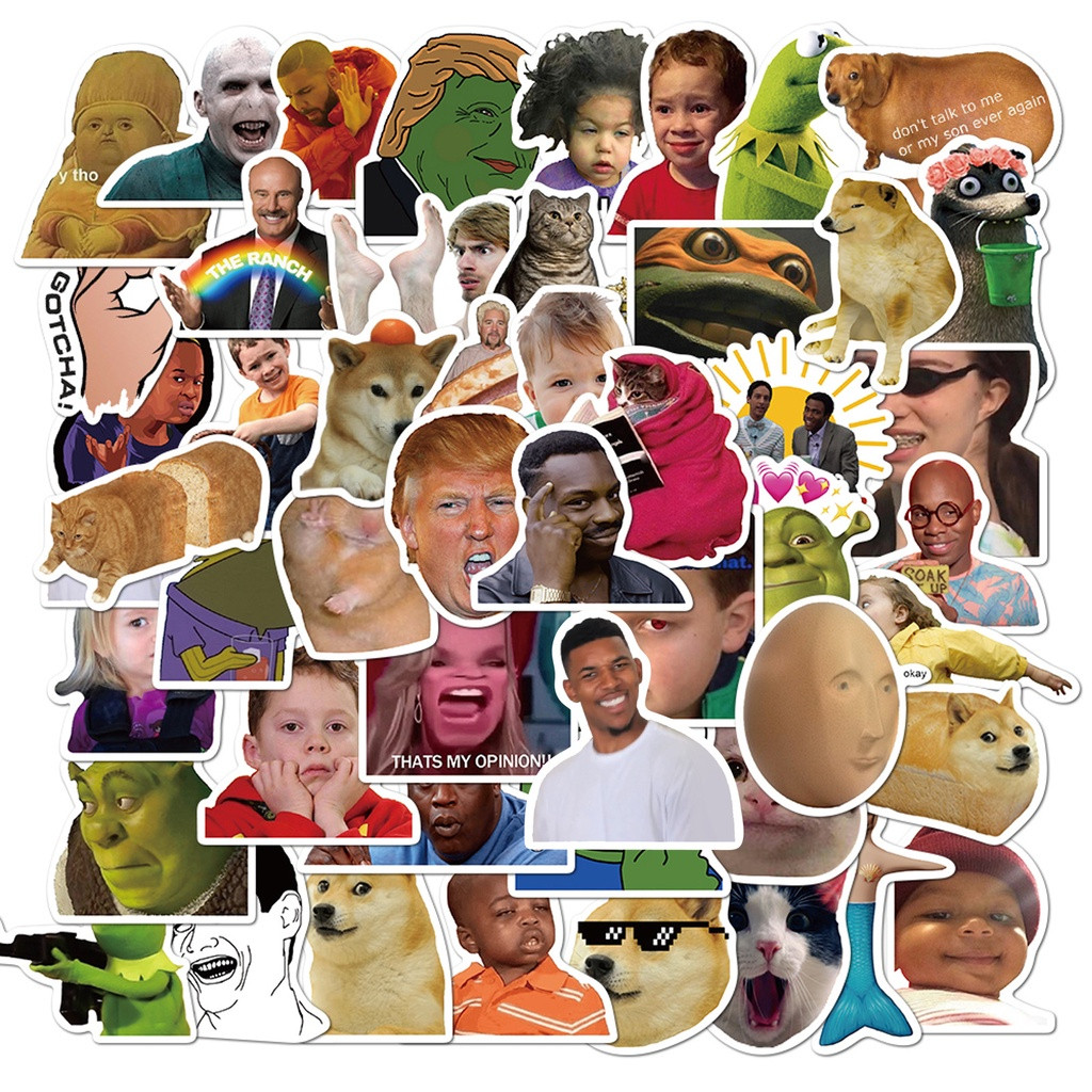 

50 adet komik Meme Graffiti çıkartmalar arabalar motosikletler için gevreği mobilya bagaj kaykaylar etiket