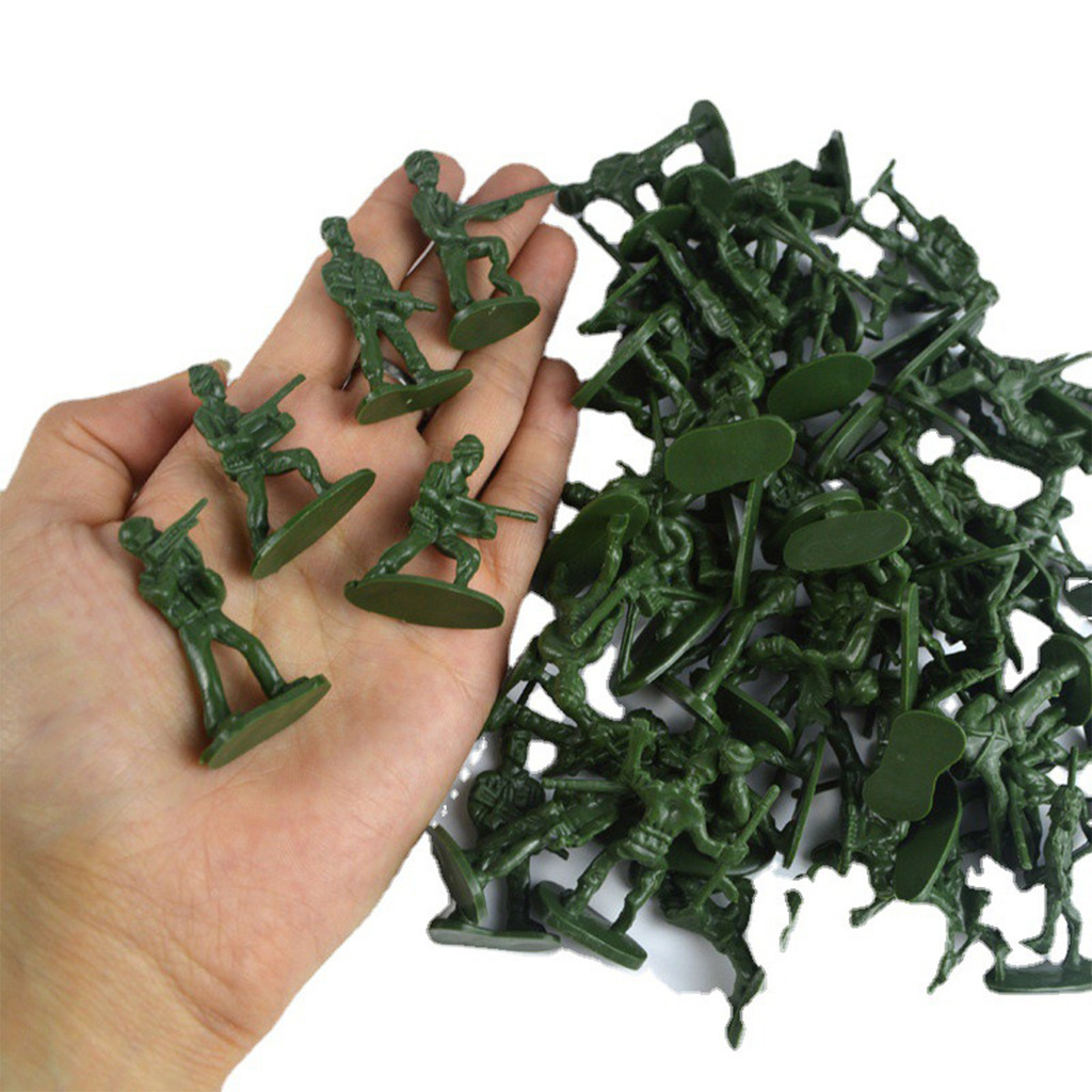 Military Battle Group Bucket War Soldiers Playset Plastic Army Men Toy Play Set for Kids Boys and Gi