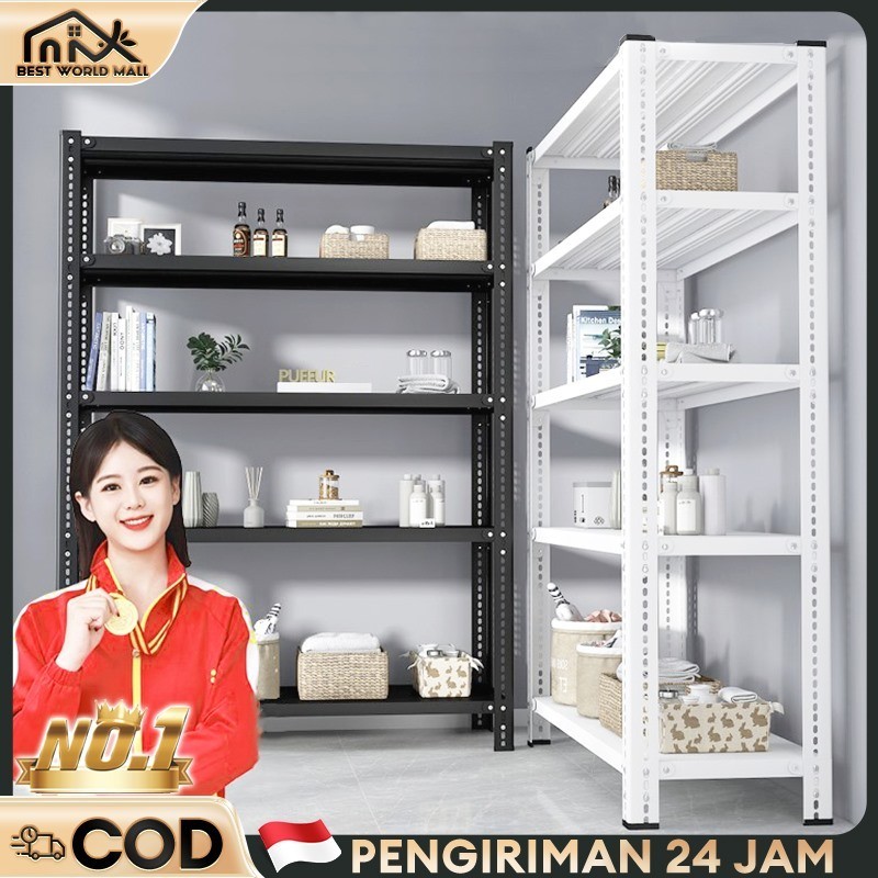 

100% BESI Rak Besi Susun 120*40*200CM Rak Penyimpanan Gudang Rak barang Rak Dapur Rak Buku Minimalis Rak Besi Serbaguna 3/4/5 Tingkat