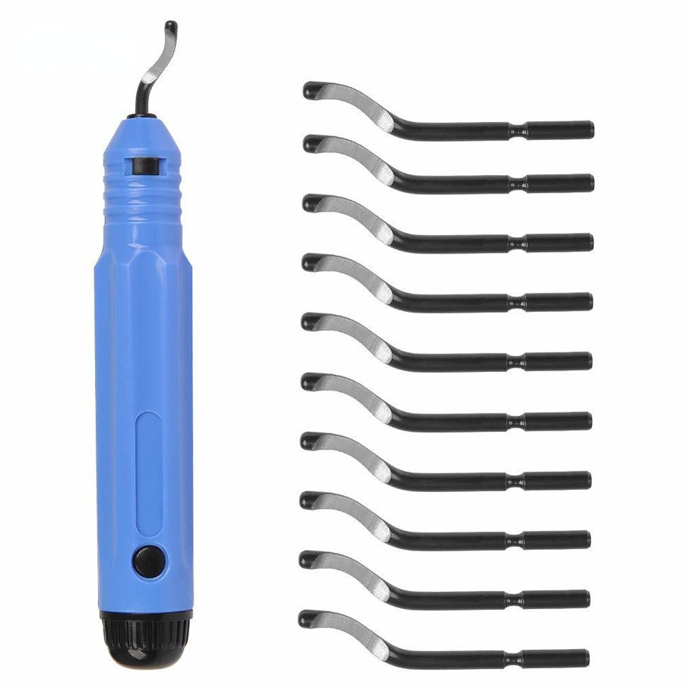 

1/10 pcs Metal Deburring Tool Kit Deburring Cutters, Handle with a Blade, or 10pcs Extra BS1010 Deburring Blades, Burr Remover