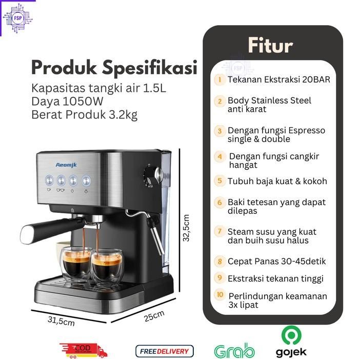 AEOMIK - MESIN KOPI ESPRESSO 20 BAR COFFEE MAKER MACHINE PROFESIONAL - Tp Profesional