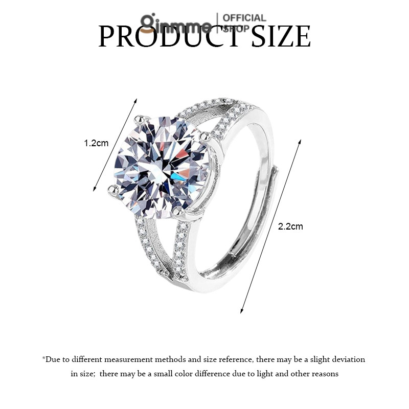 Ginmme Cincin Berlian 5 karat  Baris Ganda  Wanita  Berlian Moissanite Imitasi  Mewah  Terbuka  Cinc