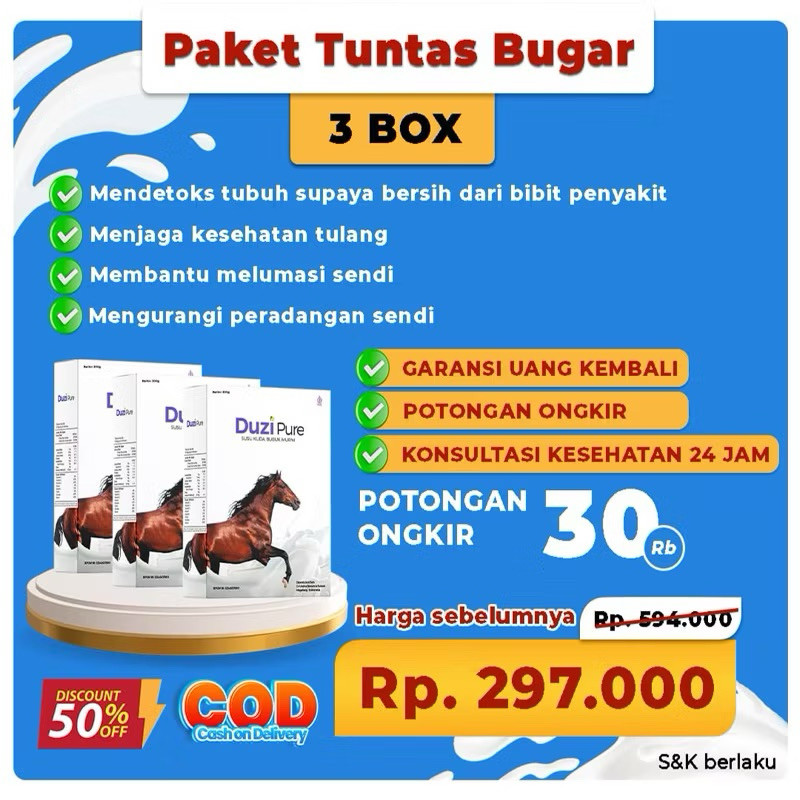 

Duzi Pure - Susu Kuda Liar Lombok Asli 100% Paket 3 Box