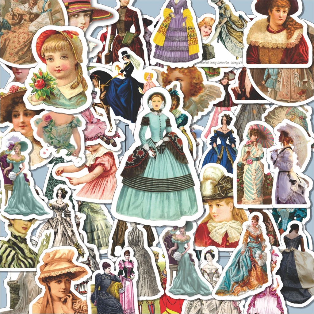 

100PCS Lucu Stiker Series Victorian Fashion Stiker Aesthetic Stiker Anti Air Stikers Berperekat Waterproof sticker decal buat Motor Helm Buku Journal Koper Casing HP Laptop Botol Minum Hadiah anak