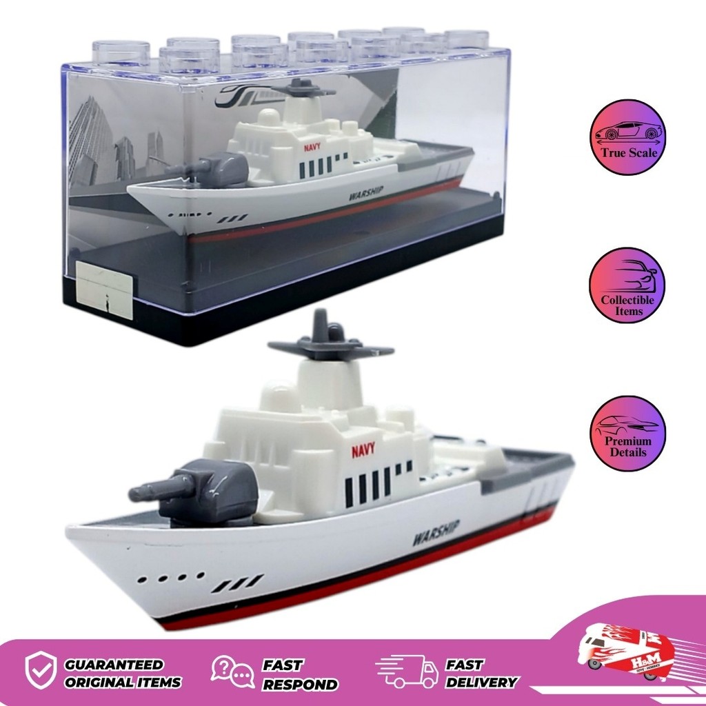Diecast Kapal Perang Warship (1) - Mainan Kendaraan Kapal Perang - Kemasan Acrilic