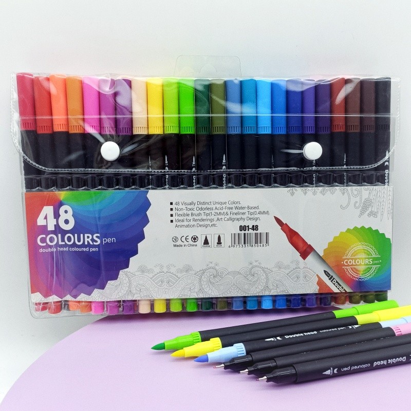 

24 color /36 color /48/ color /60 color Watercolor pen Set Watercolor Double head color line Marker Soft head drawing pen