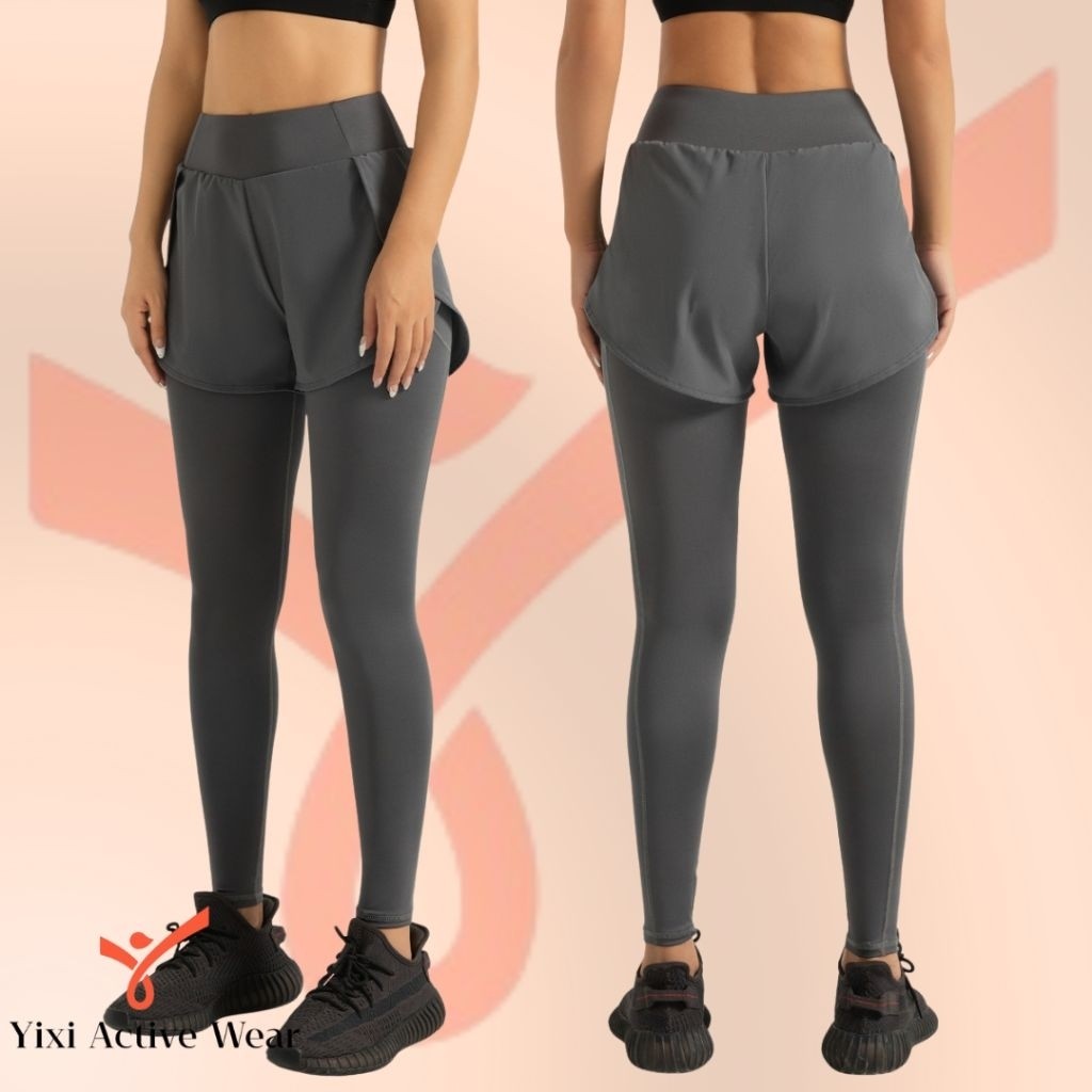 YIXI | Celana 2in1 short + legging olahraga