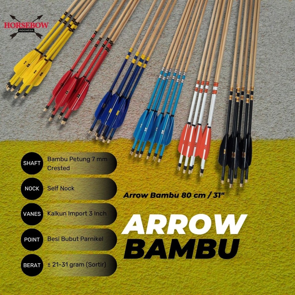 Arrow Bambu Petung Vanes Kalkun / Arrow Bambu Cresting / Arrow Bambu Isi 6 pcs / Archery