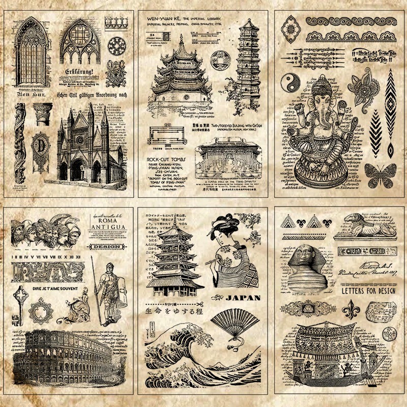 

Classical Architectural Culture Silicone Clear Stamps Scrapbooking Supplies DIY Card Making Crafts Journal Vintage Rubber Stamp