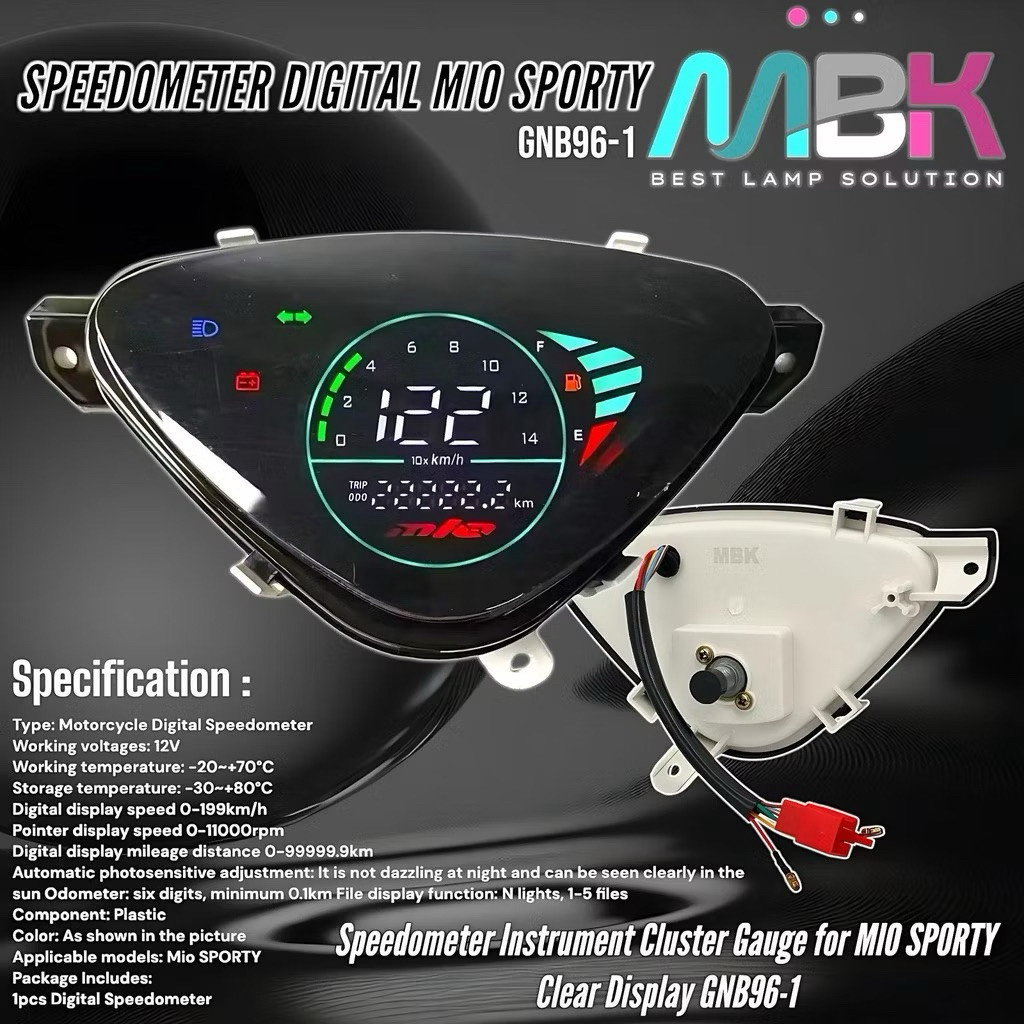 Speedometer Digital LED MIO Sporty Spido Waterproof MBK