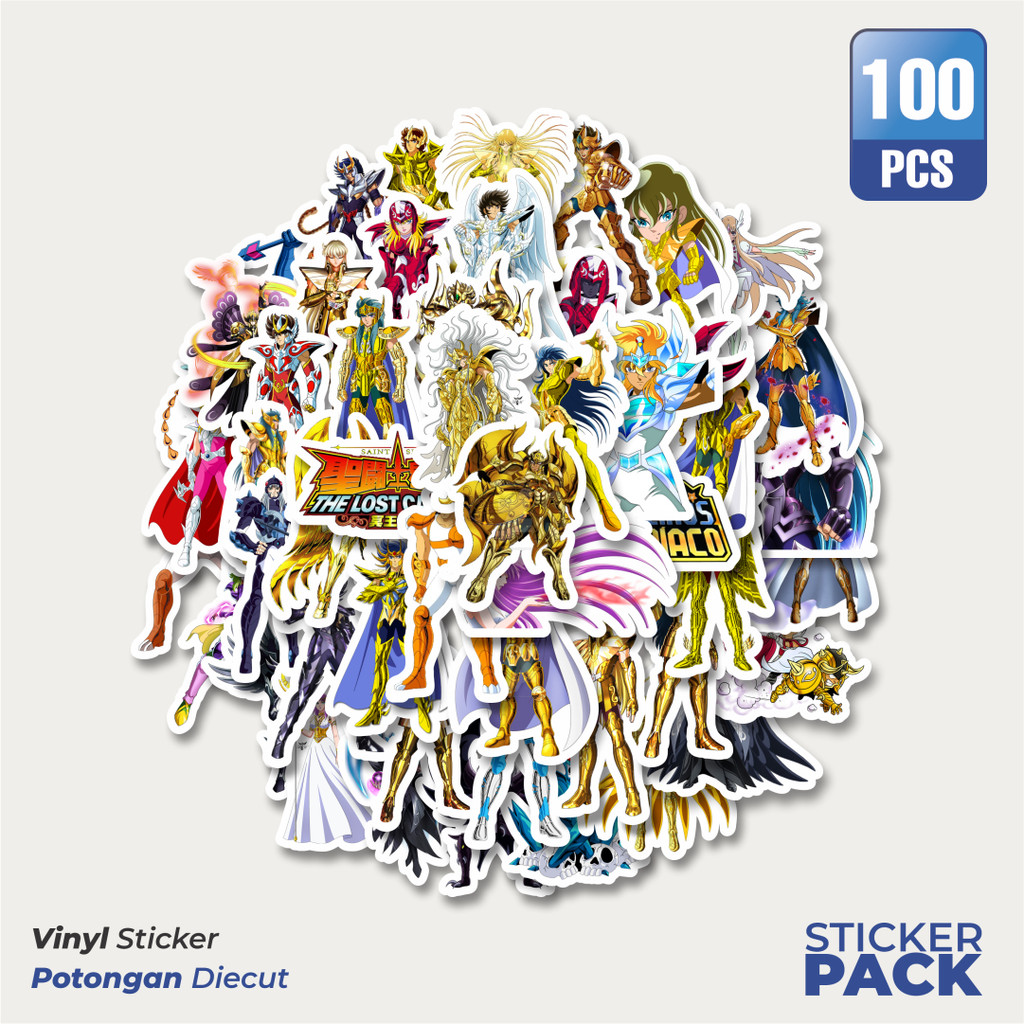 

100 PCS STIKER Stiker Anime Saint Seiya Character Mix 2 Waterproof Aesthetic- Untuk Laptop, Motor, dan Helm - Paper Stationery Pack