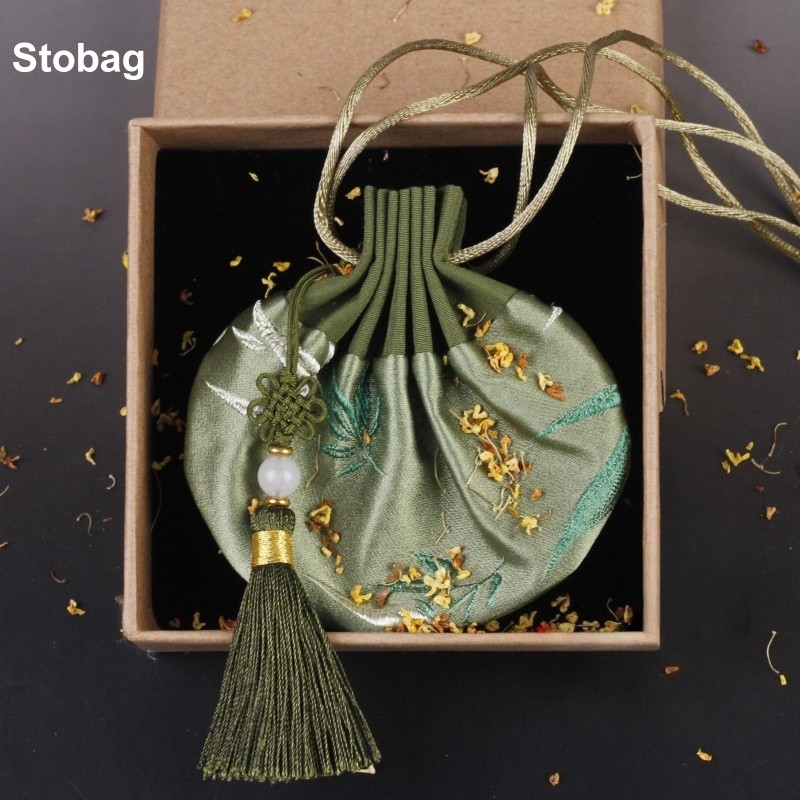 

StoBag 20pcs Chinese Sachet Bags Drawstring with Tassels Hanging Gift Jewelry Package Storage Pocket Reusable Pouch Decoration