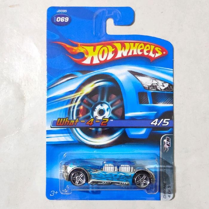 NEW.... Hotwheels Hot Wheels What 4 2 chrome 2007 Burnerz blue card rare RAYS88.