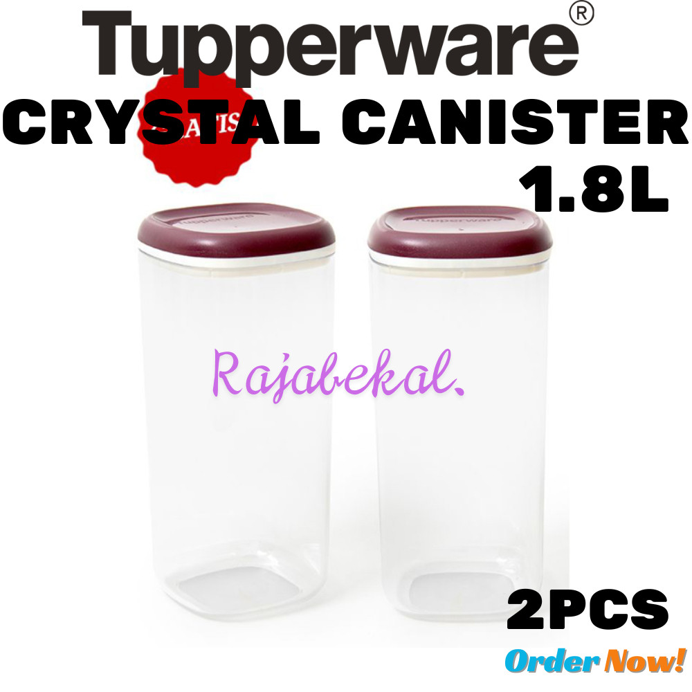 [BIG SALE] PROMO Tupperware  Crystal Canister Set 2pcs // Bamboo Glass Jar 3pcs