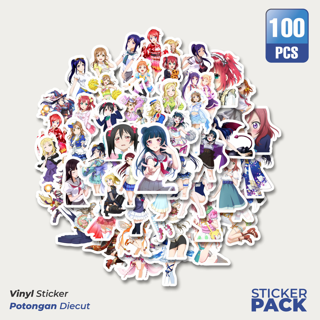 

MURAH 100 PCS Stiker Anime Series Love Live Character Mix 4 Waterproof Aesthetic- Untuk Laptop, Motor, dan Helm - Paper Stationery Pack