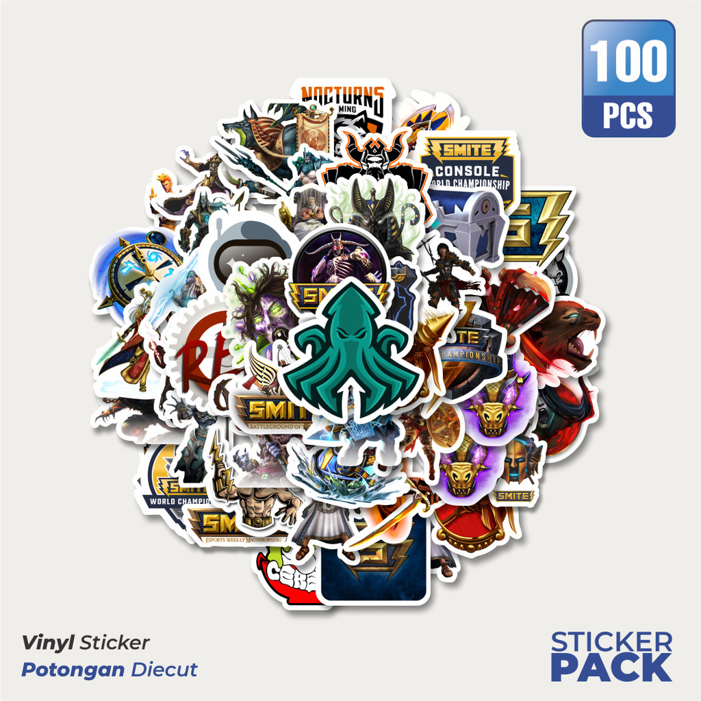 

MURAH 100 PCS Stiker Game Series Smite Character Mix Waterproof Aesthetic- Untuk Laptop, Motor, dan Helm - Paper Stationery Pack