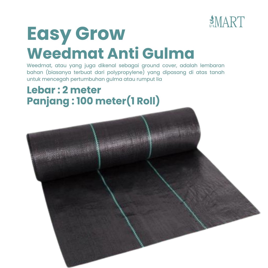 Easy Grow Weedmat Hitam Lebar 2 Meter Weedmat Anti Gulma 1 Roll 100 Meter