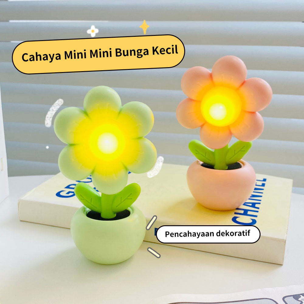 Aesthetic Night Lamp Creative Bedside Decor Ornament Lampu Meja Bunga Tidur Mini Kamar Tidur Kamar T