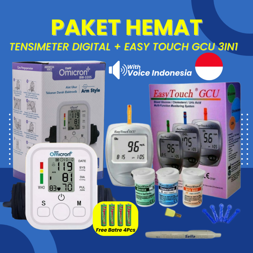 Paket Hemat Tensimeter Digital dan EasyTouch Gcu 3in1 Alat Tensi Alat cek Gula Darah Alat Pengukur T