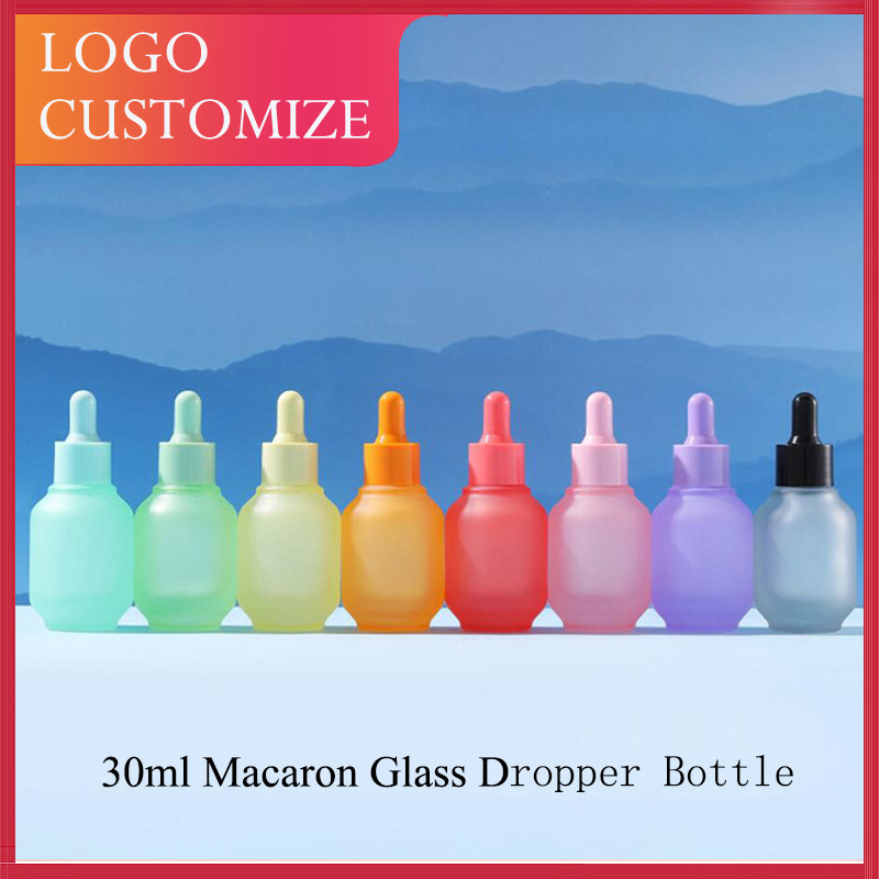 

20/50Pcs Red Frosted Glass Bottle For Essential Oil 30ml Purple Glass Dropper Bottles Perfume Travel Bottles Container 2502191BL
