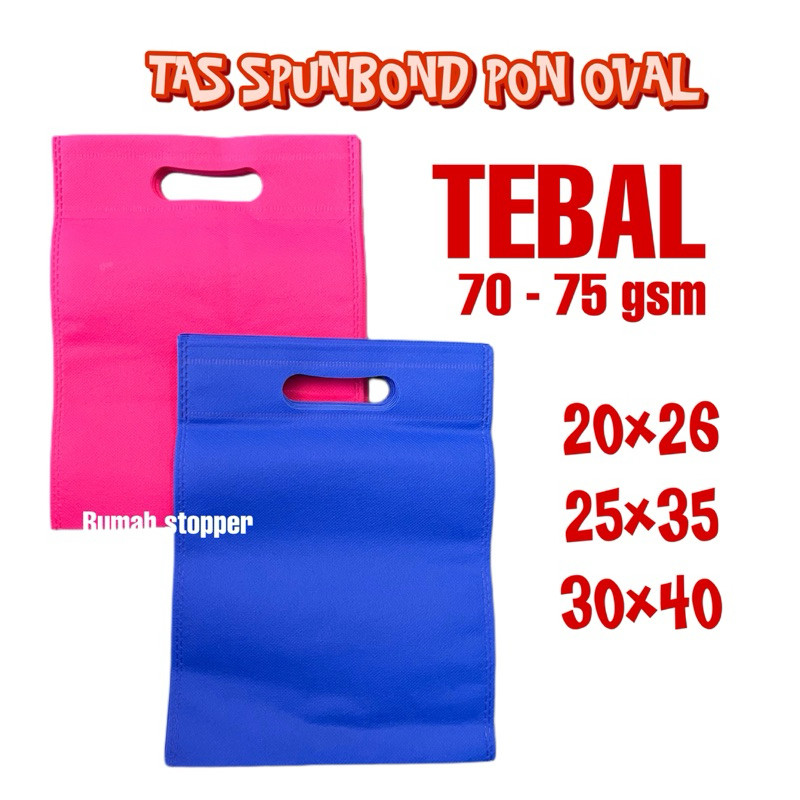 

Tas Spunbond Goodie Bag Oval Uk 20x26 25x35 isi 20Pcs Tebal /Goodie Bag PLONG /Tas Kain /Tas Hajatan