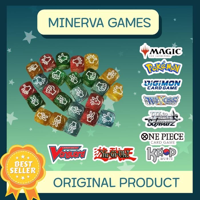 Dadu  Dice 20mm Transparent Glitter Batu Gunting Kertas