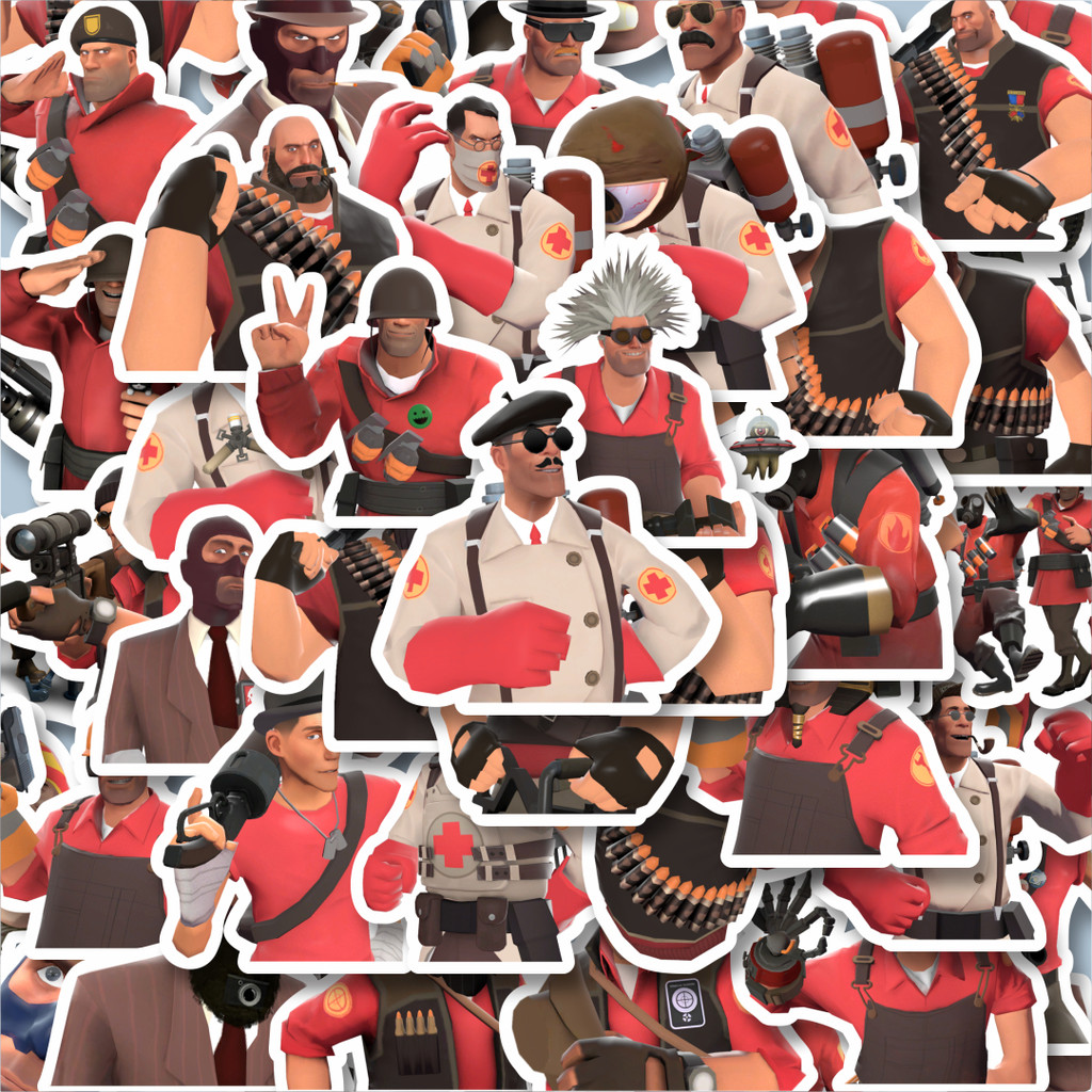 

100PCS Lucu Stiker Game Series Team Fortres Character V10 Stiker Aesthetic Stiker Anti Air Stikers Berperekat Waterproof sticker decal buat Motor Helm Buku Journal Koper Casing HP Laptop Botol Minum Hadiah anak