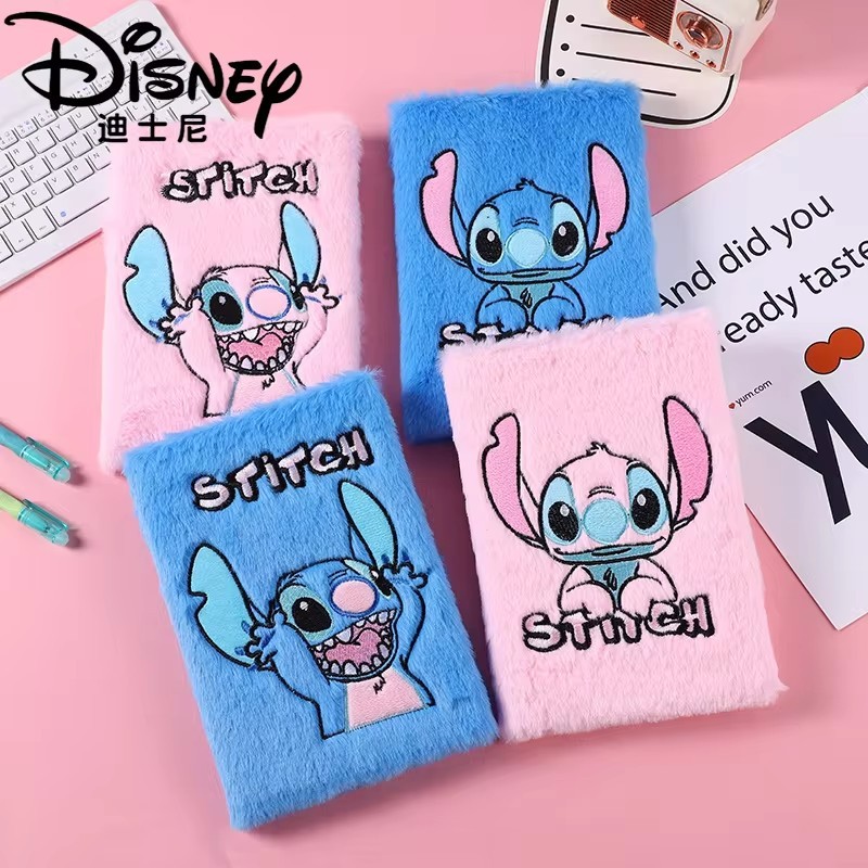 

Anime Disney Lilo And Stitch Cartoon Plush Portable Notebook Cute Student Plush Notepad Diy Handbook Stationery Gift 14.5x21cm