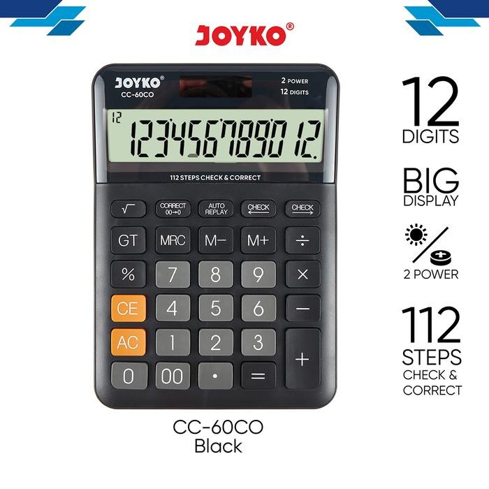 

⪩ PROMO⪨Limited Stok [kuyamol] Calculator Kalkulator Joyko CC-60CO 12 Digits Check Correct - Black