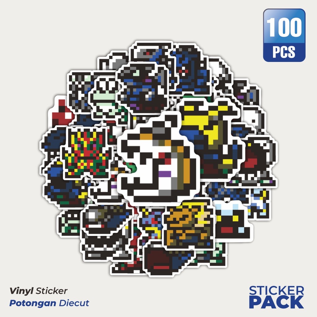 

Super Hemat! 100 PCS Stiker Pixel Digimon V18 Waterproof Aesthetic- Untuk Laptop, Motor, dan Helm - Paper Stationery Pack