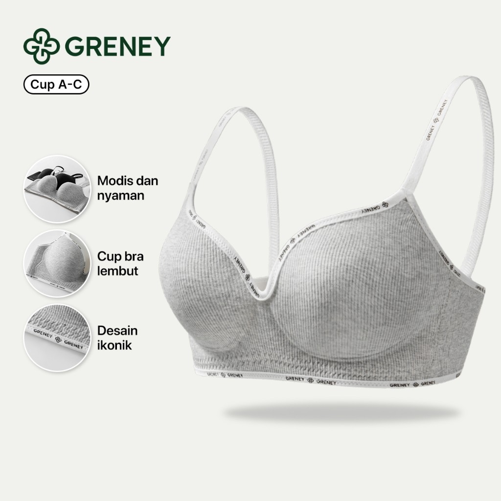 RAFA.SHOP Greney - Bra Push Up Tali Huruf Material beludru halus Tekstur garis-garis elegan Desain W