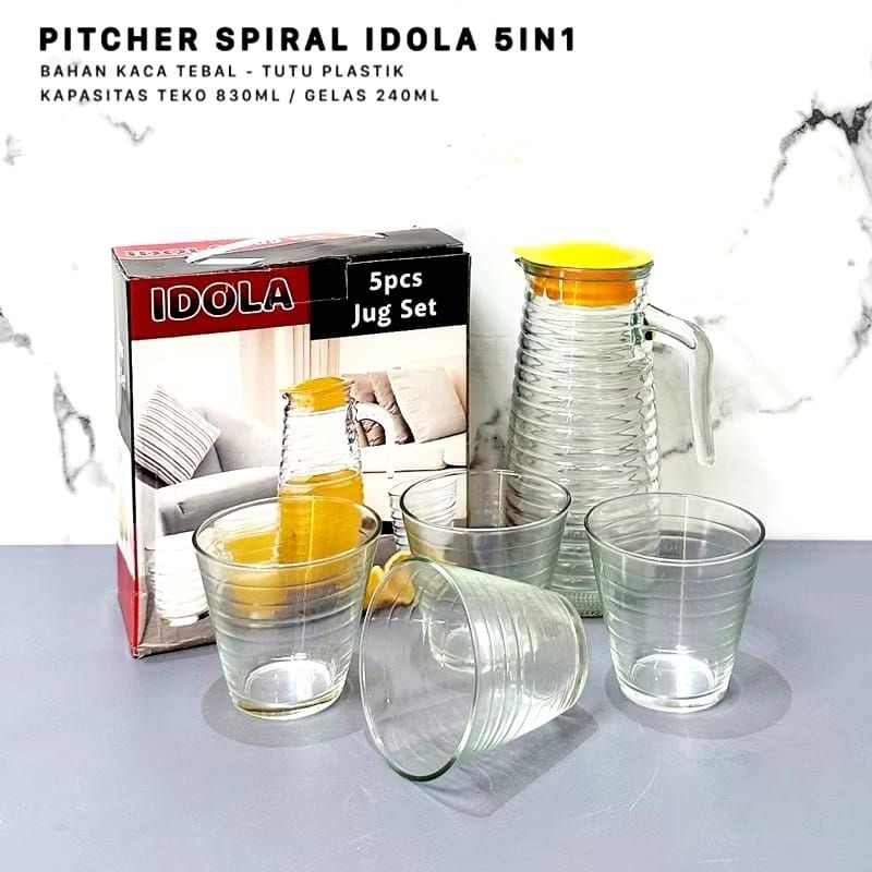 TEKO KACA CANGKIR KACA SET / WATER JUG SET HC / Idola